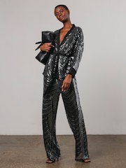 Religion Metallic Division Sequin Kaftan Jacket With Tie Belt - Image 6 of 6