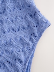 Blue Lace Tummy Control High Leg Scoop Swimsuit - Image 8 of 9
