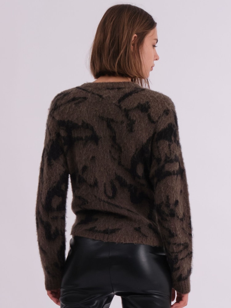 Religion Light Black Reverse Tie Front Jumper in Soft Wool Mix - Image 2 of 6