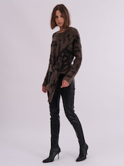 Religion Light Black Reverse Tie Front Jumper in Soft Wool Mix - Image 3 of 6