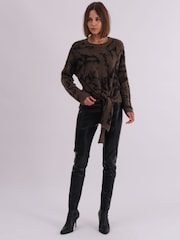 Religion Light Black Reverse Tie Front Jumper in Soft Wool Mix - Image 5 of 6