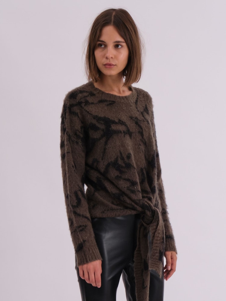 Religion Light Black Reverse Tie Front Jumper in Soft Wool Mix - Image 6 of 6