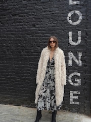 Religion Cream Long Haired Maxi Serenity Coat in Shaggy Soft Faux Fur - Image 1 of 10