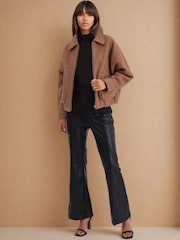 Religion Natural Dream Oversized Boucle Bomber Jacket With Patch Pockets - Image 1 of 8