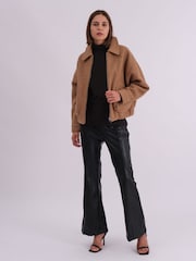 Religion Natural Dream Oversized Boucle Bomber Jacket With Patch Pockets - Image 2 of 8