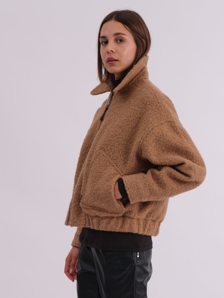 Religion Natural Dream Oversized Boucle Bomber Jacket With Patch Pockets - Image 4 of 8