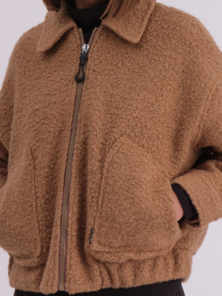 Religion Natural Dream Oversized Boucle Bomber Jacket With Patch Pockets - Image 8 of 8
