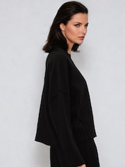 Religion Black Oversized Rick Crew Neck Co-ord Jumper With Exposed Seams - Image 5 of 6