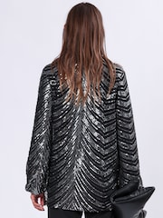 Religion Metallic Division Sequin Tunic Top With Bell Sleeves - Image 3 of 6