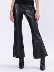 Religion Black Force Flared Leather Look Trousers - Image 3 of 6