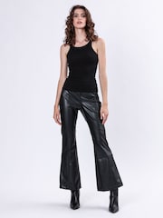 Religion Black Force Flared Leather Look Trousers - Image 6 of 6