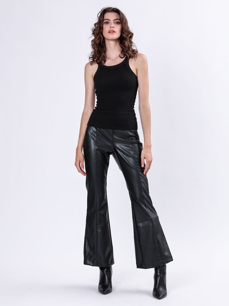 Religion Black Force Flared Leather Look Trousers - Image 6 of 6