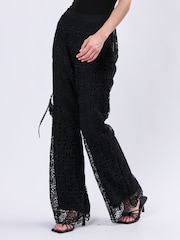 Religion Black Lily High waisted Flared Intricate Lace Trousers - Image 4 of 6