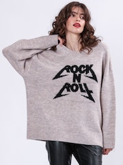 Religion Nude Oversized Rock N Roll Lightning Bolt Jumper in Soft Yarn - Image 1 of 6
