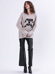 Religion Nude Oversized Rock N Roll Lightning Bolt Jumper in Soft Yarn - Image 2 of 6