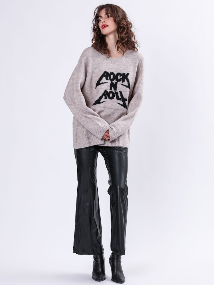 Religion Nude Oversized Rock N Roll Lightning Bolt Jumper in Soft Yarn - Image 2 of 6