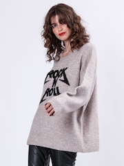 Religion Nude Oversized Rock N Roll Lightning Bolt Jumper in Soft Yarn - Image 4 of 6