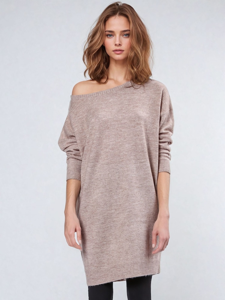 Religion Natural Nebula Knitted off the Shoulder Tunic Dress - Image 1 of 6