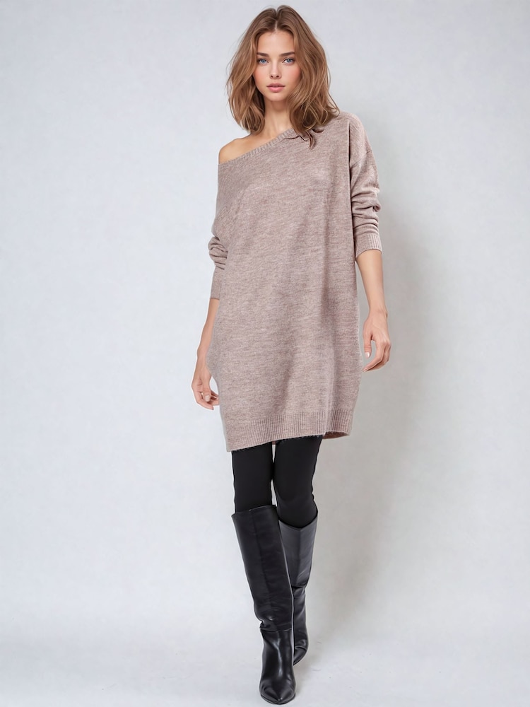 Religion Natural Nebula Knitted off the Shoulder Tunic Dress - Image 2 of 6