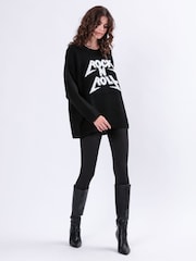 Religion Black Oversized Rock N Roll Lightning Bolt Jumper in Soft Yarn - Image 4 of 6