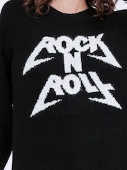 Religion Black Oversized Rock N Roll Lightning Bolt Jumper in Soft Yarn - Image 6 of 6