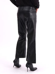 Religion Black Nebula Faux Leather Boot Cut Trousers In Matt Finish - Image 2 of 6