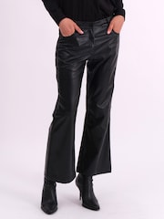 Religion Black Nebula Faux Leather Boot Cut Trousers In Matt Finish - Image 5 of 6