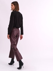 Religion Red Nebula Faux Leather Boot Cut Trousers In Matt Finish - Image 5 of 6