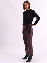 Religion Red Nebula Faux Leather Boot Cut Trousers In Matt Finish - Image 6 of 6