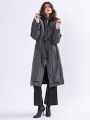 Religion Grey Spirit Maxi Trench Coat With Draped Double Layer And Belt - Image 3 of 7