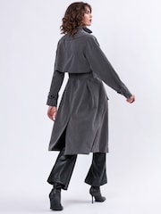 Religion Grey Spirit Maxi Trench Coat With Draped Double Layer And Belt - Image 5 of 7