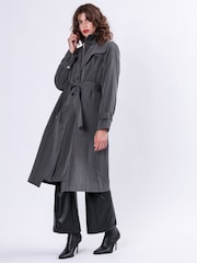 Religion Grey Spirit Maxi Trench Coat With Draped Double Layer And Belt - Image 6 of 7