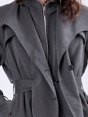 Religion Grey Spirit Maxi Trench Coat With Draped Double Layer And Belt - Image 7 of 7
