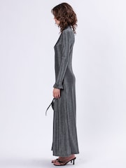 Religion Long Sleeved Tanzanite Maxi Dress In Slinky Metallic Thread With Frill Cuffs - Изображение 7 из 8