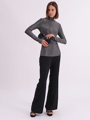 Religion Silver Force Long Sleeve Metallic Roll Neck Top - Image 1 of 6