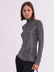 Religion Silver Force Long Sleeve Metallic Roll Neck Top - Image 2 of 6