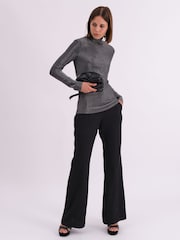 Religion Silver Force Long Sleeve Metallic Roll Neck Top - Image 4 of 6