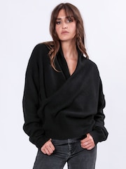 Religion Black Shawl Collar Wrap Over Style Liberty Jumper - Image 2 of 6