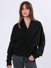 Religion Black Shawl Collar Wrap Over Style Liberty Jumper - Image 5 of 6