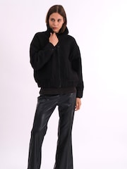 Religion Black Dream Oversized Boucle Bomber Jacket With Patch Pockets - Image 1 of 7