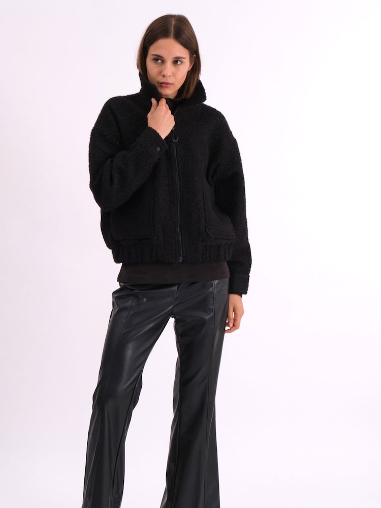 Religion Black Dream Oversized Boucle Bomber Jacket With Patch Pockets - Image 1 of 7