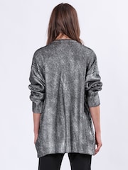Religion Metallic Oversized Frame Jumper in Soft Cable Knit With Silver Foil - Image 3 of 6