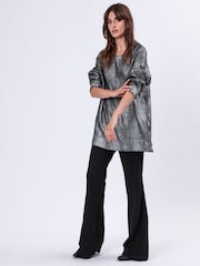 Religion Metallic Oversized Frame Jumper in Soft Cable Knit With Silver Foil - Image 4 of 6