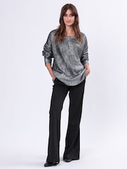 Religion Metallic Oversized Frame Jumper in Soft Cable Knit With Silver Foil - Image 5 of 6
