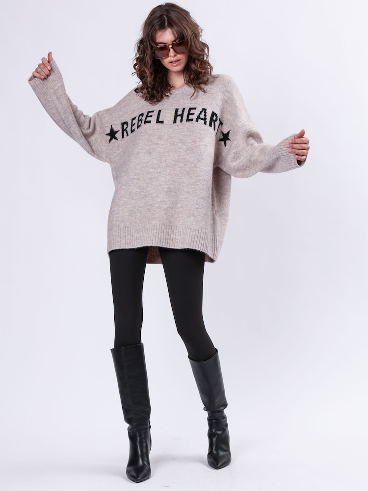 Religion Nude Oversized Rebel Heart Jumper with Stars - Image 1 of 6