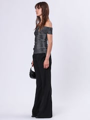 Religion Metallic Off the Shoulder Tanzanite Top in Slinky Metallic Fibre - Image 4 of 6