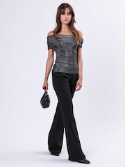 Religion Metallic Off the Shoulder Tanzanite Top in Slinky Metallic Fibre - Image 5 of 6