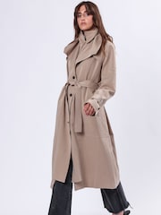 Religion Natural Spirit Maxi Trench Coat With Draped Double Layer And Belt - Image 2 of 7