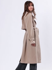 Religion Natural Spirit Maxi Trench Coat With Draped Double Layer And Belt - Image 3 of 7