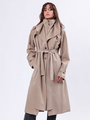Religion Natural Spirit Maxi Trench Coat With Draped Double Layer And Belt - Image 6 of 7
